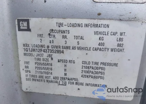 2003 Chevrolet Cavalier Ls Sport from USA, damaged, VIN 1G1JH12F437352894